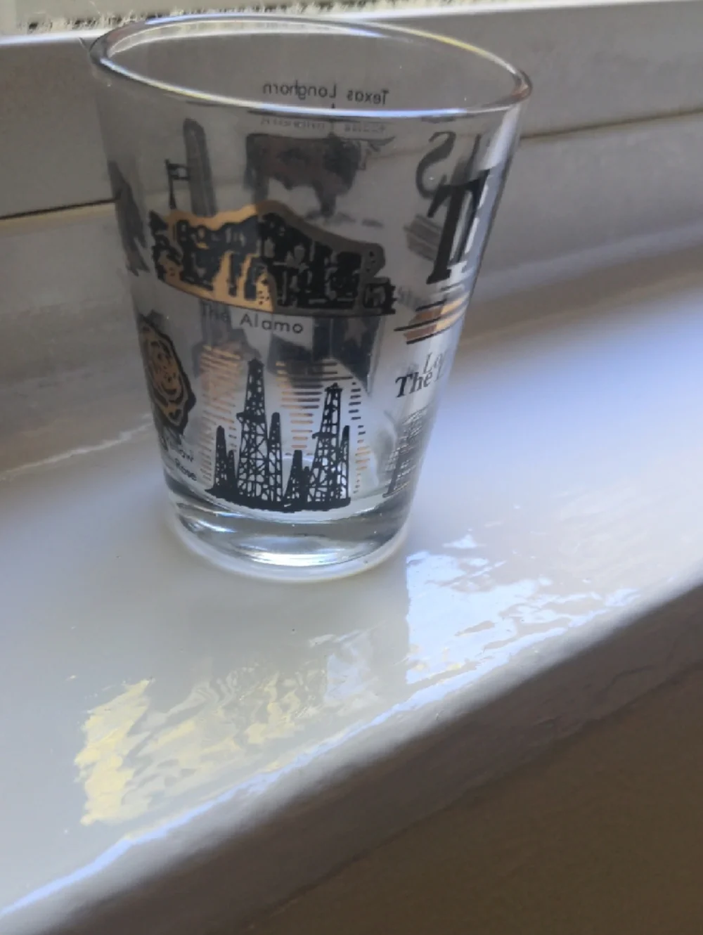 Texas The Lone Star State USA Shot Glass  Clear Glass with Black & Gold Graphics